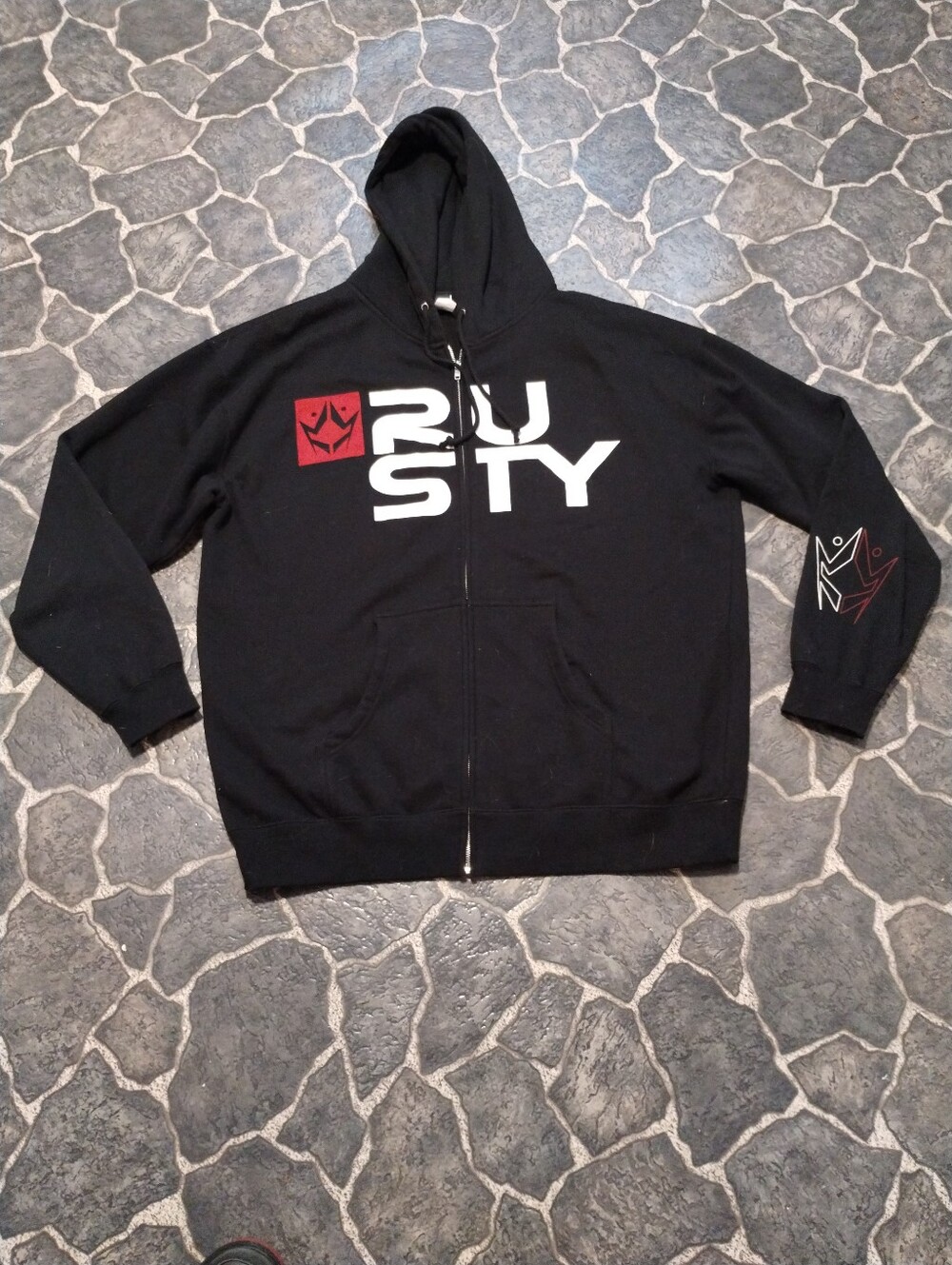 RUSTY Skate / Surf men's full zip thick logo hoodie size XL VINTAGE